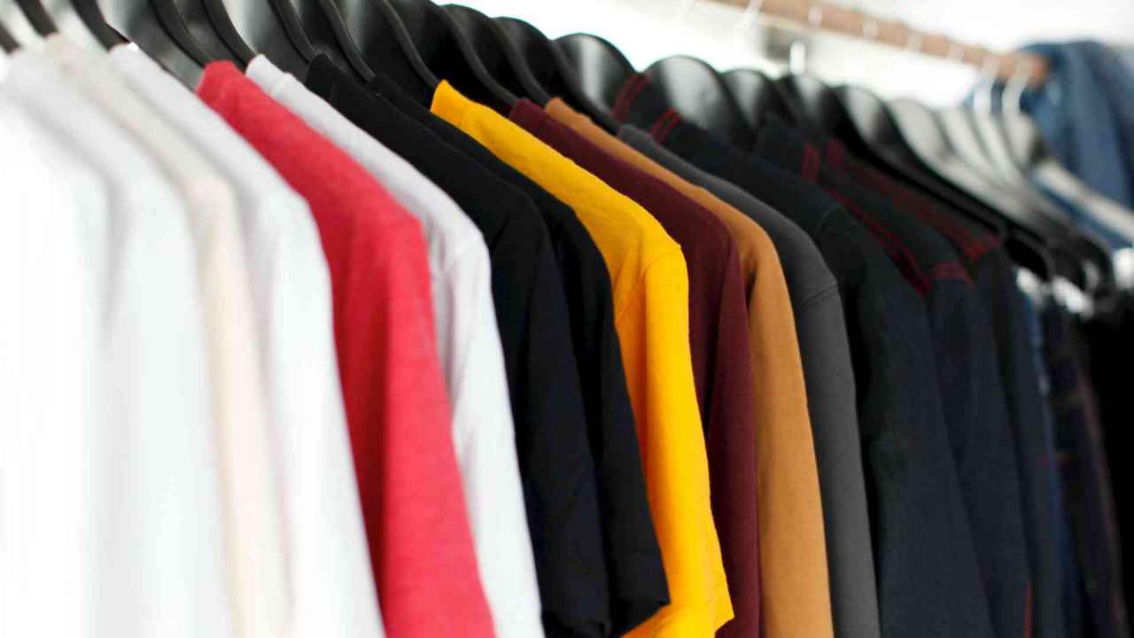 Uniform clothes on rack
